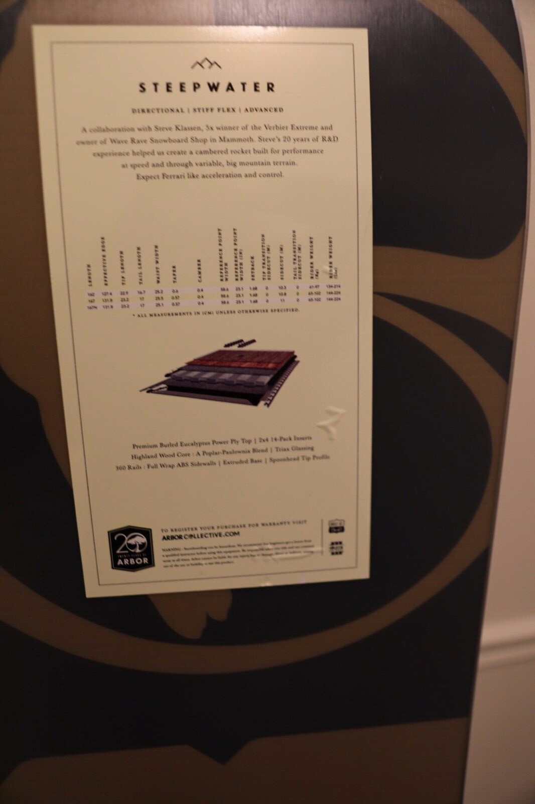 Arbor Steepwater 162 w/ Large Flow NX2 bindings