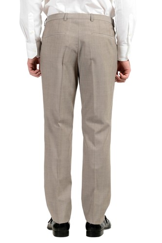 Pre-owned Hugo Boss "jeffery/simmons182" Men's 100% Wool Beige Two Button Suit