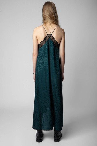 Pre-owned Zadig & Voltaire 2023  Risty Jac Leo Silk Dress Size Xs $548 In Peacock