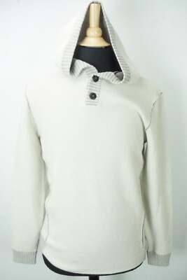 Giorgio Armani Black Label Beige Gray Cashmere Blend Hooded Sweater Sz 48 NEW