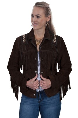 Pre-owned Scully Womens Expresso Suede Hand Laced Jacket