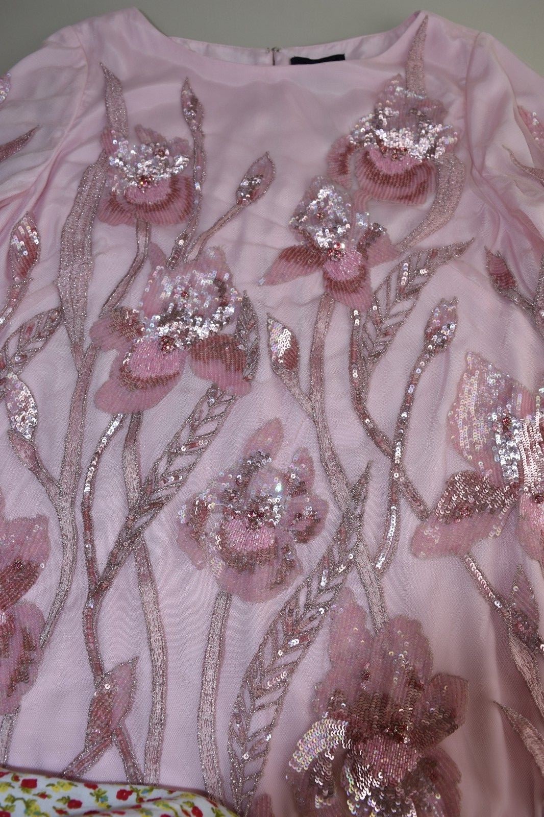 Pre-owned Marchesa Notte $695  Beaded Floral Cocktail Dress Tunic Blush Pale Pink 4