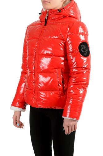 PLEIN SPORT PLEIN SPORT DAMEN ROT MIT KAPUZE WENDBAR LOGO AUFDRUCK REISSVERSCHLUSS PARKAJACKE