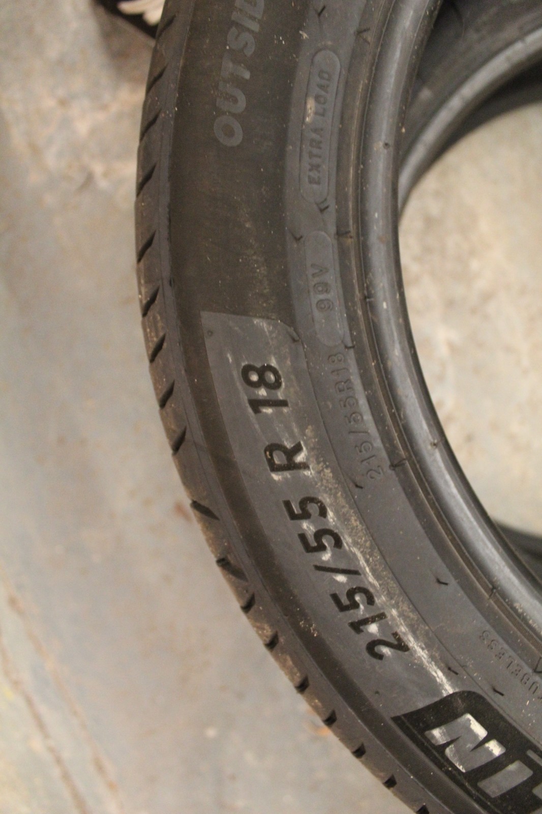 215 55 18 Michelin, E Primacy, XL, 99V, x1 Single Tyre 6.0mm (F1_tyres) X133