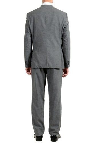 Pre-owned Hugo Boss "jets4/lenon1" Men's 100% Wool Gray Two Button Suit