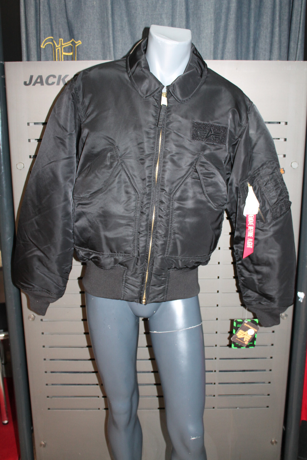 ジャケット・アウター USA alpha cwu-45 flight jacket bomber Alpha Industries Jacket Mens XL Black Military Bomber Jacket