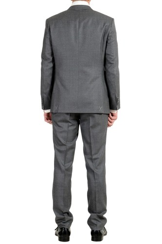 Pre-owned Hugo Boss "t-harvers2/glover1" Men's Silk Wool Gray Two Button Suit