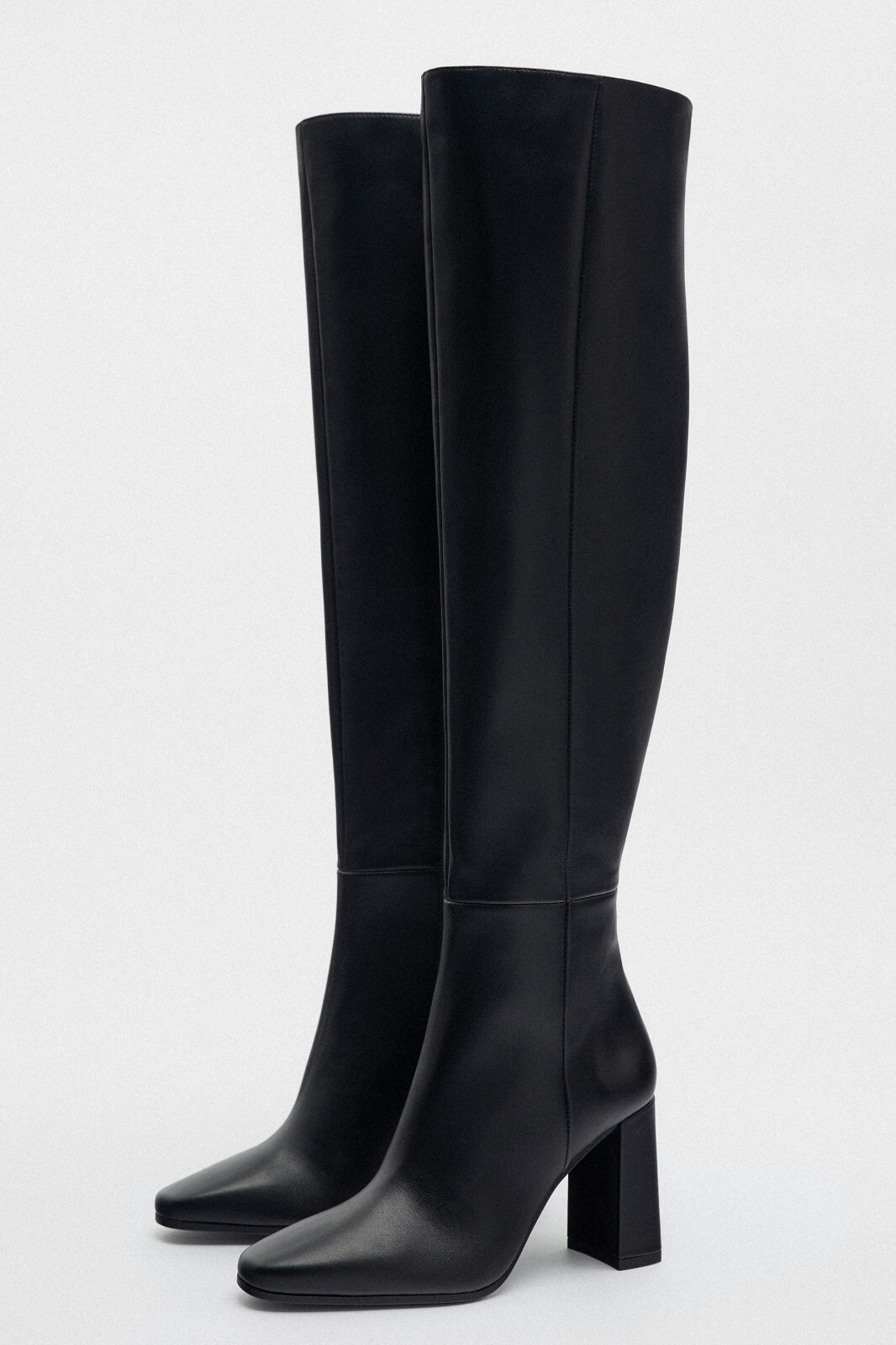 ZARA BLACK LEATHER OVER THE KNEE BOOTS ZIP & BLOCK HEEL 2011 ZARA BLACK LEATHER OVER THE KNEE BOOTS ZIP & BLOCK HEEL 2011
