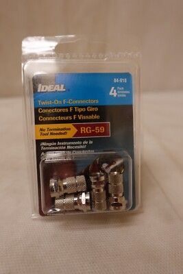 4-Pk Ideal Twist-On F-Connectors Electronic Hardware RG-59 / 84-018 / 59FTW NOS