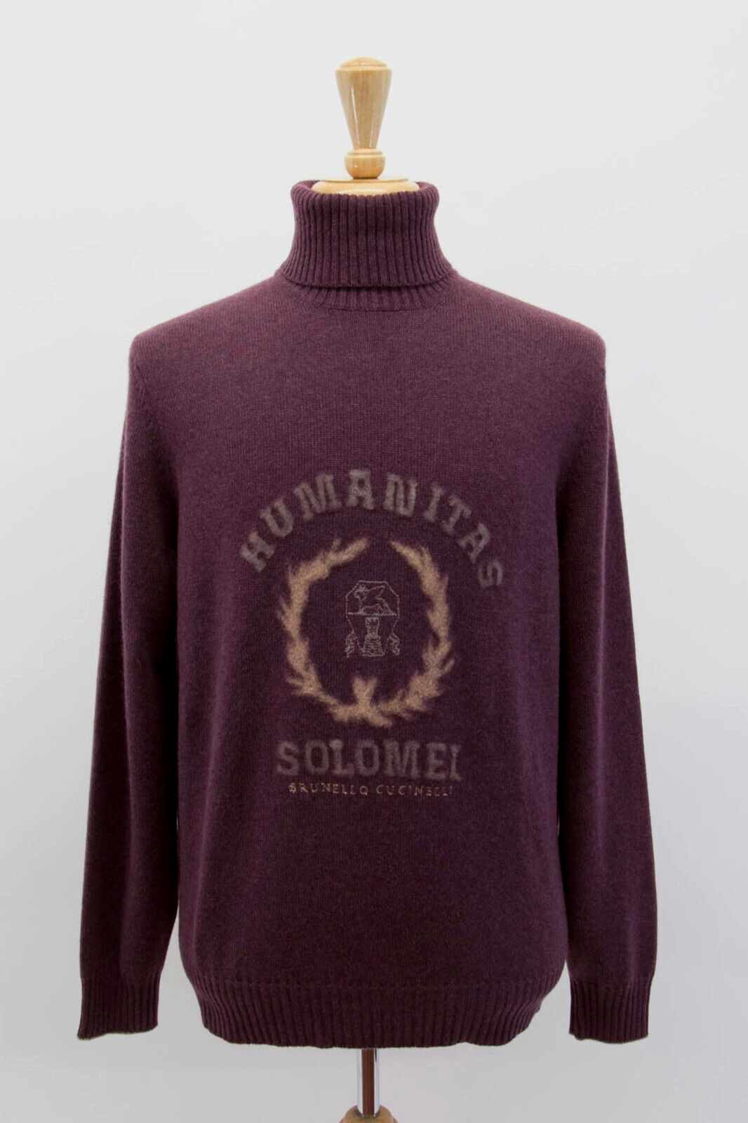 Pre-owned Brunello Cucinelli $4995  Men 100% Cashmere Graphic Turtleneck 50/ 40us A242 In Violet + Gray & Taupe Accents