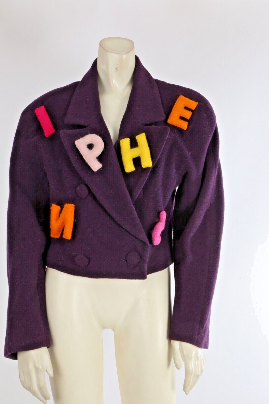 Vintage Purple Double Breasted Collared Letter Detailed Vintage Purple Double Breasted Collared Letter Detailed