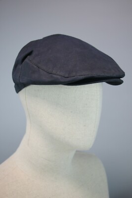 BARBOUR WAX Cotton Made in England Vintag Navy Hat Flat Cap size S-M / 56 cm