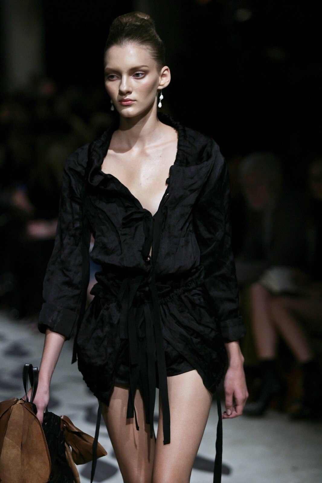 Prada Spring 2009 Archive Navy Blue Crinkled Loose Shoulder Prada Spring 2009 Archive Navy Blue Crinkled Loose Shoulder