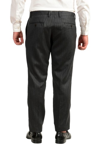 Pre-owned Dolce & Gabbana Men's "gold" 100% Wool Striped Three Piece Suit Us 34r It 44r In Gray