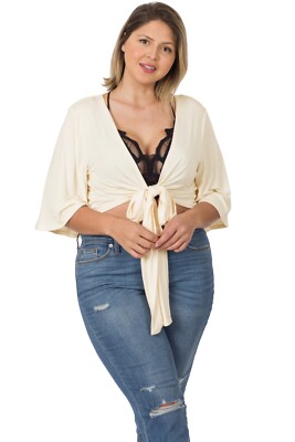 Plus Size 2 Way Crop Wrap Cream 3XL