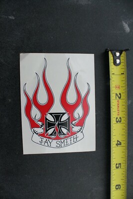 Jay Smith Independent Cross Flames Rare Clear Z29B Vintage Skateboarding STICKER