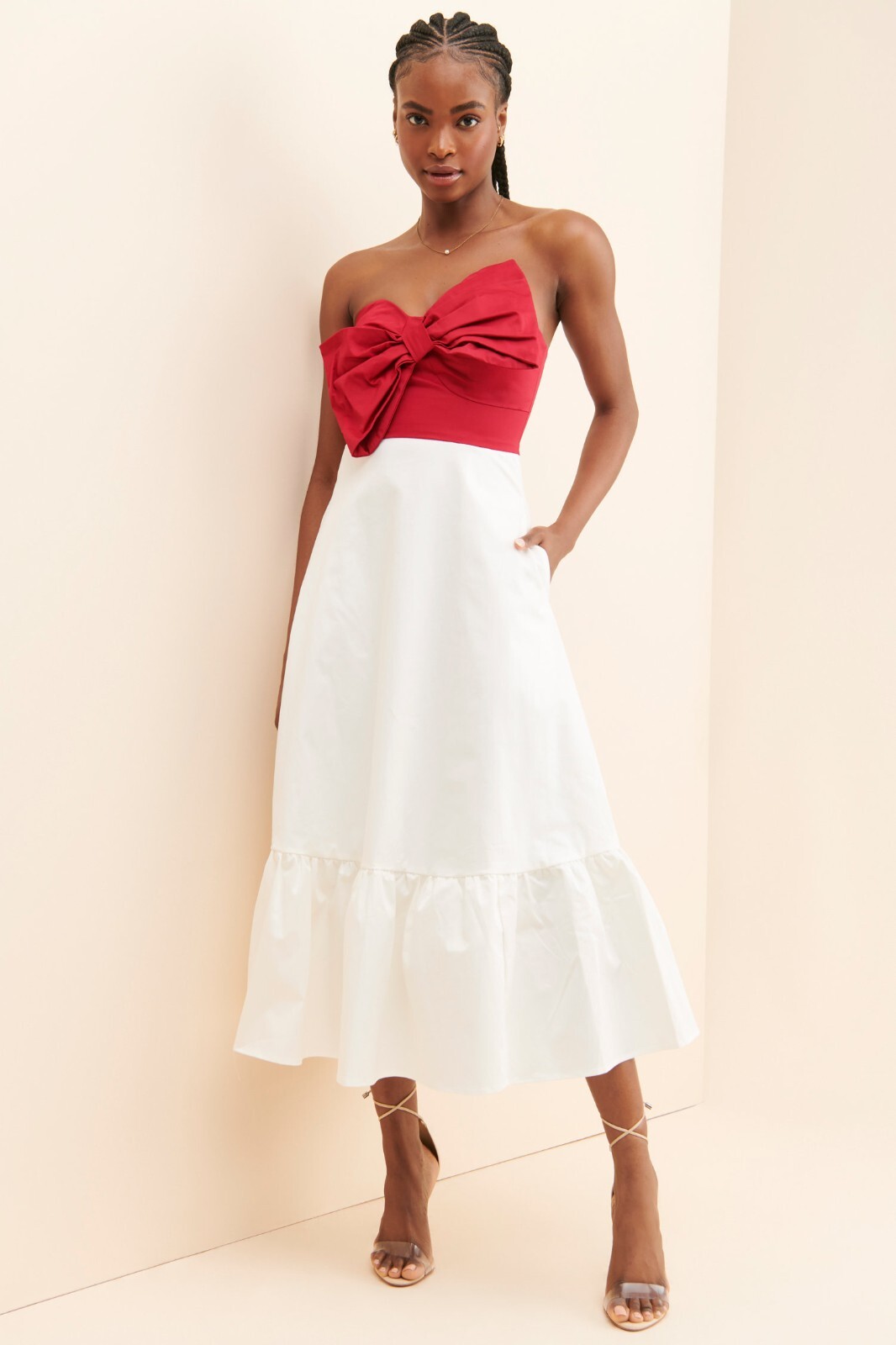 hutch colorblocked bow tie maxi dress