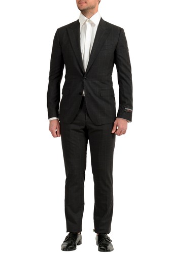 Pre-owned Dolce & Gabbana Men's "sicilia" Gray Plaid Wool Two Button Suit
