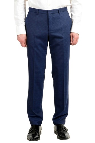 Pre-owned Hugo Boss "novid/bristow" Men's 100% Wool Blue Slim Two Button Suit