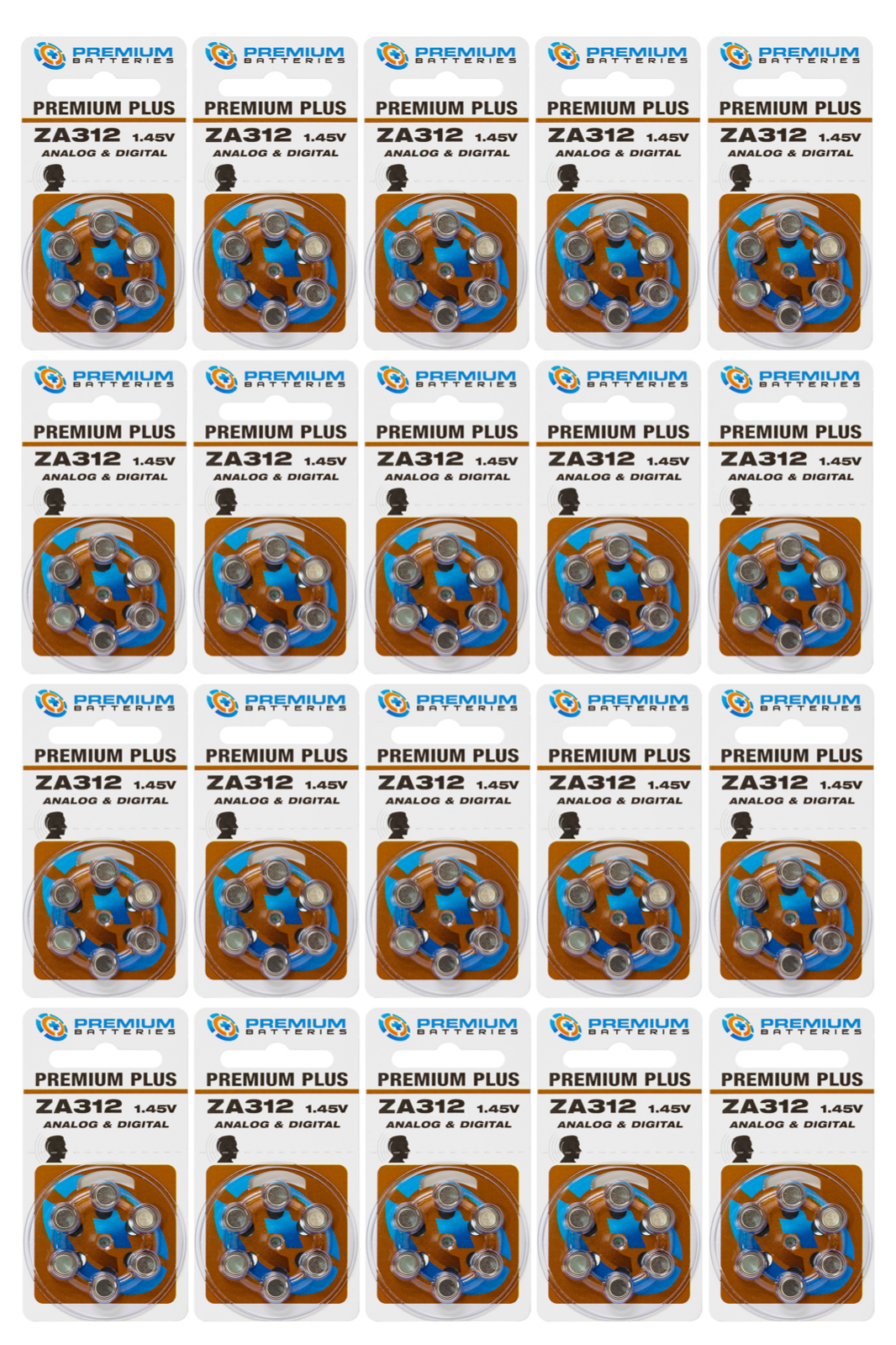 Size 312 1.45v Hearing Aid Batteries Brown Tab (120 Pack)