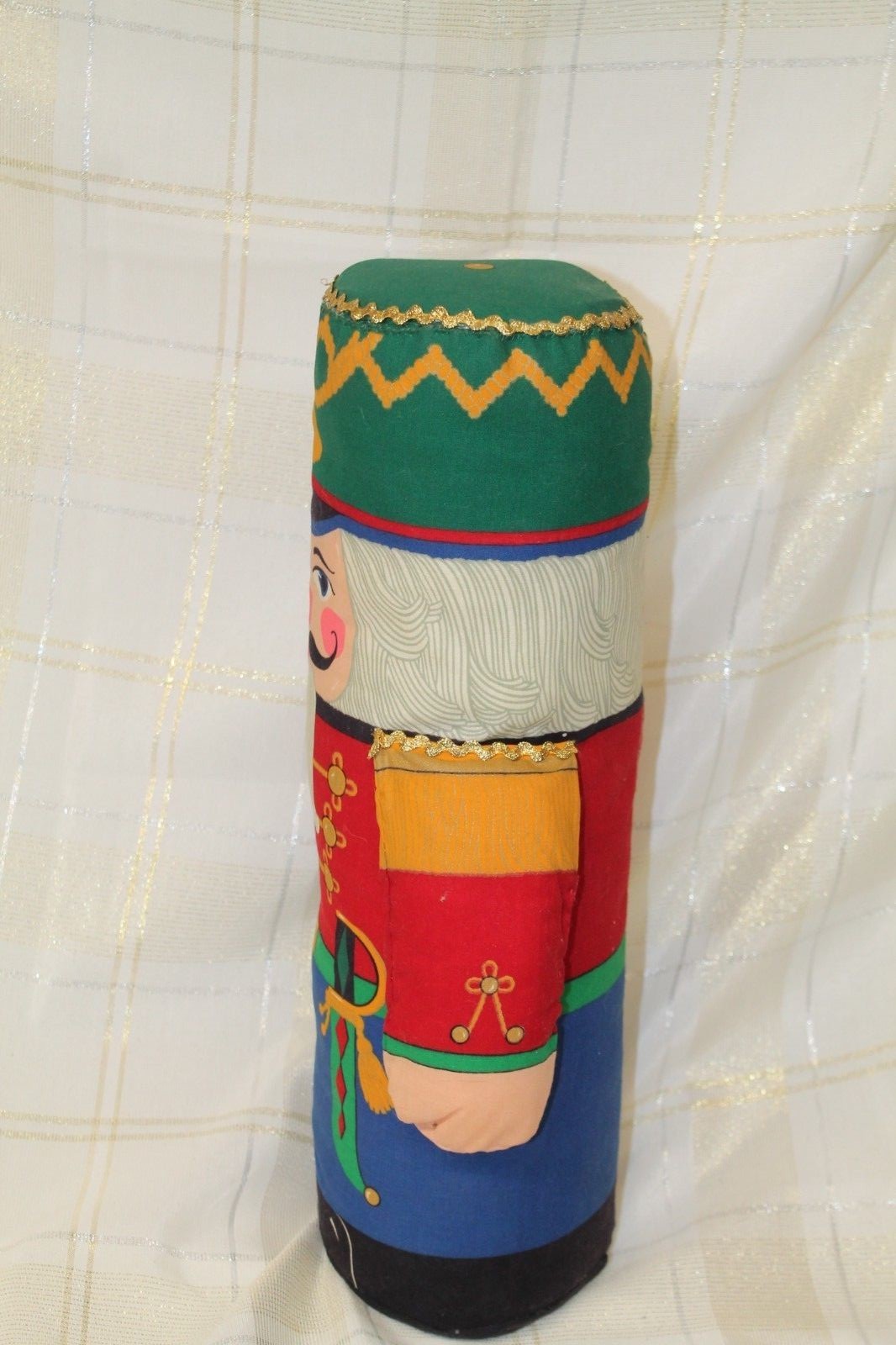 Vintage Christmas Decor Weighted Bottom Plush Nutcracker Soldier Doorstop 17