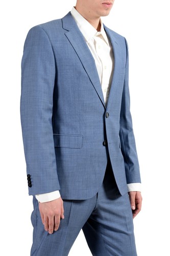 Pre-owned Hugo Boss "c-jeffery/c-simmons" Men's 100% Wool Two Button Suit Us 38r It 48r In Blue