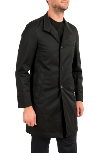 Pre-owned Hugo Boss Men's "shanty1-tw" Black 100% Wool Button Down Coat
