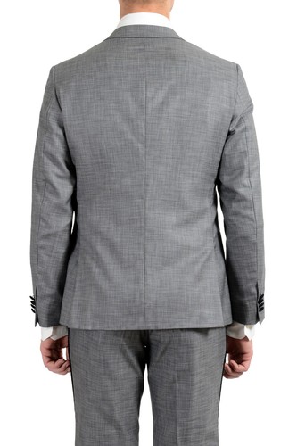 Pre-owned Hugo Boss "novid/bristow_1" Men's Wool Silk Slim Gray Tuxedo Two Button Suit