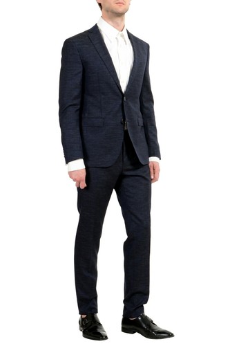 Pre-owned Hugo Boss "reyno4/wave2" Men's Wool Extra Slim Two Button Suit In Blue