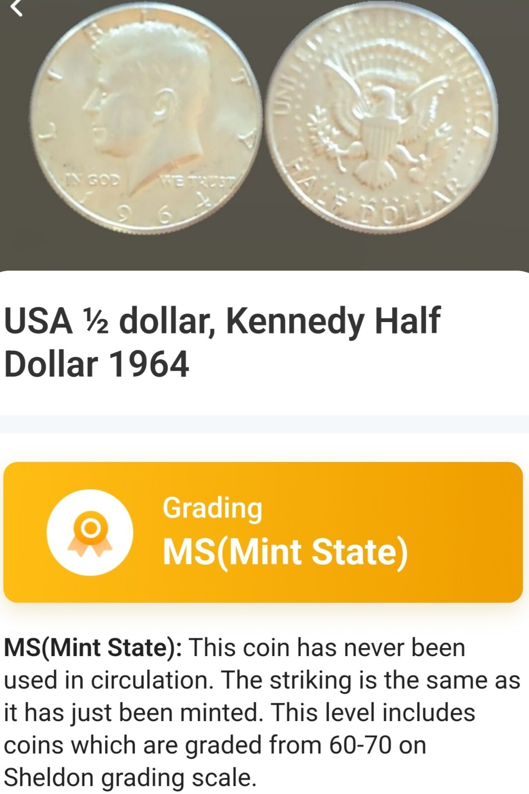 1964 kennedy half dollar 90% Silver. No Mint Mark. Close To