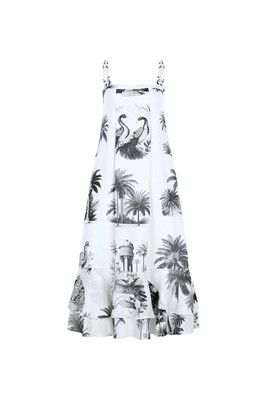 Pre-owned Oopscool Marseille Toile Maxi Dress In White/black - Size M