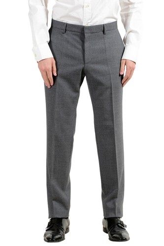 Pre-owned Hugo Boss "novan5/ben2" Men's 100% Wool Gray Slim Two Button Suit