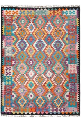 NavaRugs Kelim Teppich 242x175cm Afghan Handgewebt Orientteppich Wolle Kilim Rug