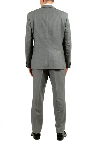 Pre-owned Hugo Boss "halsey2/merill2" Men's 100% Wool Gray Striped Two Button Suit