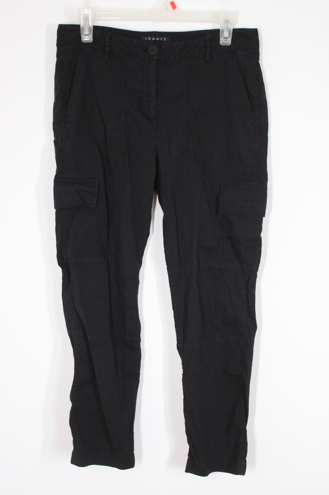 【PORTERNA】Leron cargo trousers Theory 6 Black Hannon Utility Cargo Linen Viscose