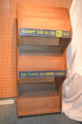 Vtg 1930-40s Dell COMIC BOOK Wood store Display Rack Shelf Case