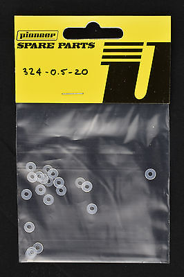 Pioneer 1/32 Scale Slot Car 0.5mm Plastic Rear Axle Spacer - 20pcs 324-0.5-20