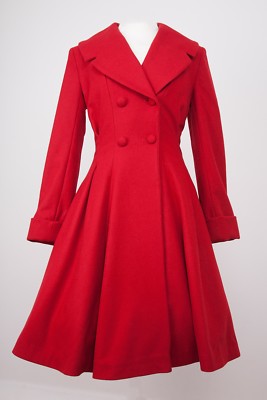 Femmes sur Mesure 1940s 50s Vintage Swing Style Manteau Hiver en Rouge eBay