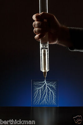 4" x 4" x 3/4" Captured Lightning Edge Lichtenberg Figure Beam Tree Sculpture