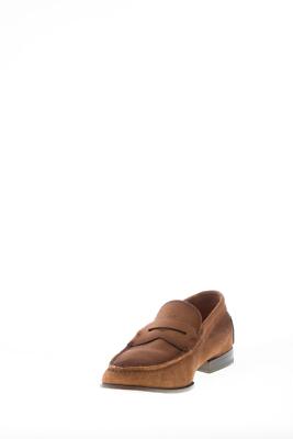 Pre-owned Santoni Men Shoes Tobacco Brown Delavè Suede Classic Penny Loafer Flexible Sole