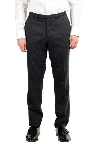 Pre-owned Hugo Boss "arti/hesten" Men's Wool Charcoal Two Button Suit In Gray