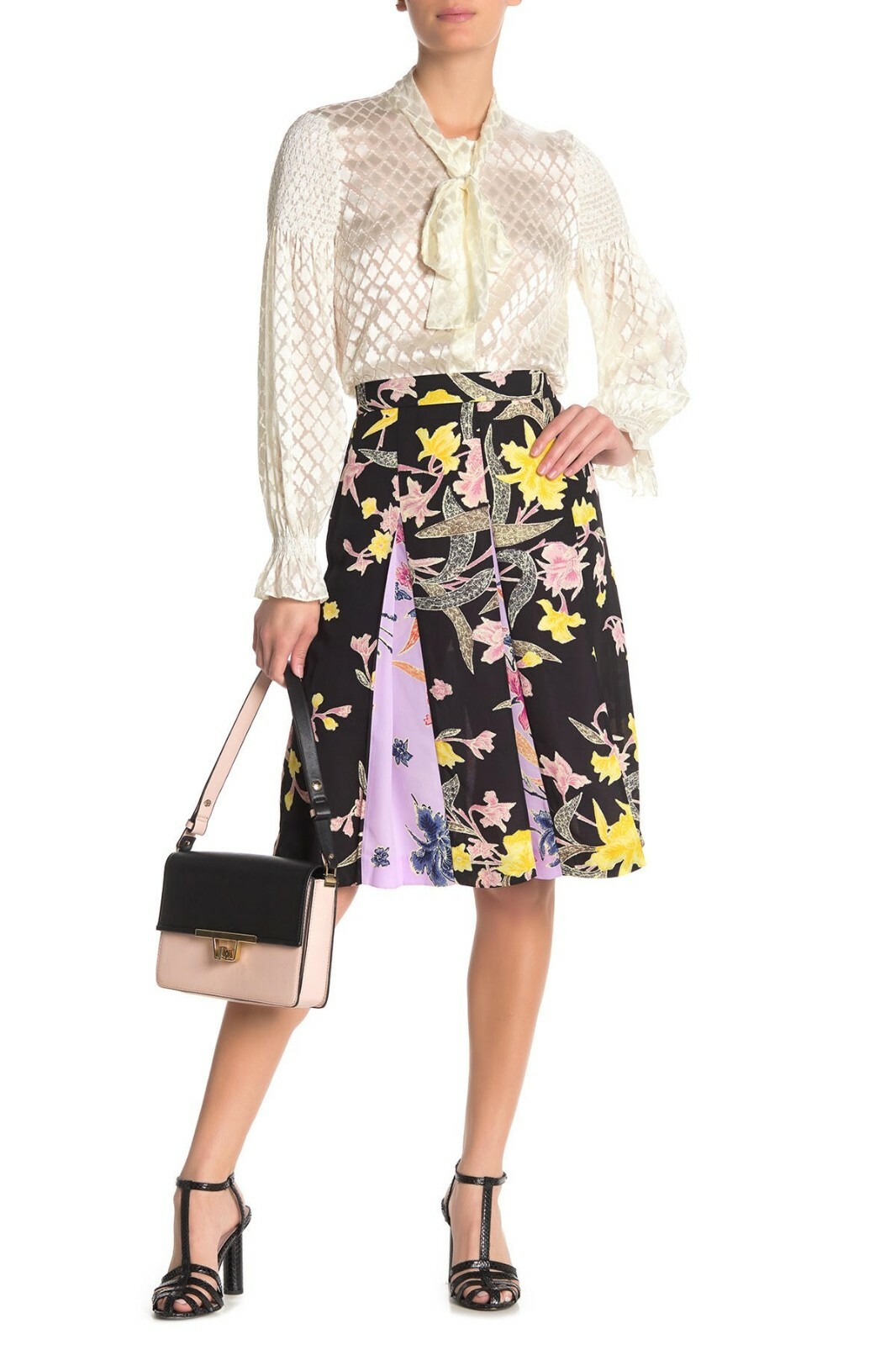 

DVF DIANE VON FURSTENBERG Юбка OPAL черного цвета с цветочным принтом и плиссировкой Box  ~ XS, Multicolor, OPAL