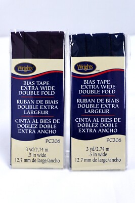 Wrights 0.5'' Extra Wide Double Fold Bias Tape 3-Yards Navy & Blackberry PC206
