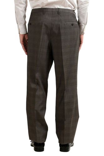 Pre-owned Hugo Boss "the James4/sharp6" Men's 100% Wool Two Button Plaid Suit Us 46r It 56 In Brown