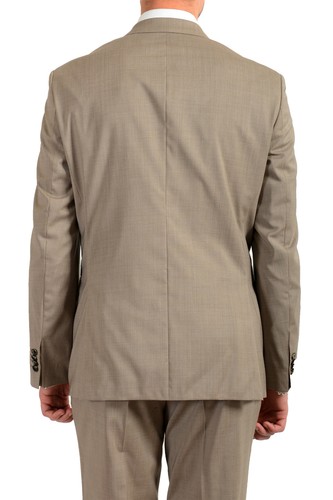 Pre-owned Hugo Boss Men's "johnstons5/lenon1" Regular Fit 100% Wool Two Button Suit In Beige