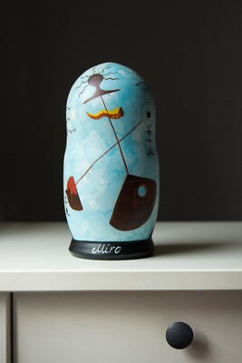 5 pc Joan Miro Maternity Nesting Doll Surrealism Painting Handmade 7"