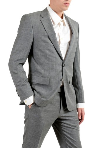 Pre-owned Hugo Boss "t-harvers4/glover3" Men's Silk Wool Gray Slim Two Button Suit