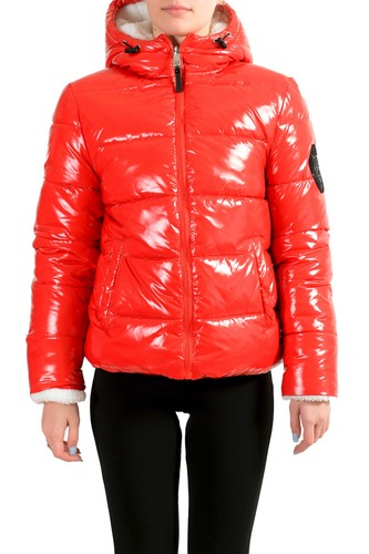 PLEIN SPORT PLEIN SPORT DAMEN ROT MIT KAPUZE WENDBAR LOGO AUFDRUCK REISSVERSCHLUSS PARKAJACKE