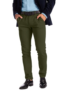 Men's Stretch Dress Pants Slim Fit Skinny Chino Pants