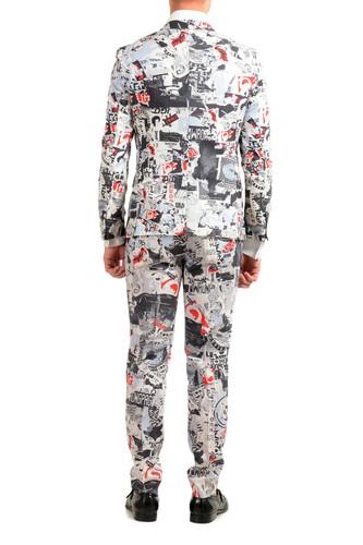 Pre-owned Hugo Boss Men's "arti/hesten182" Extra Slim Fit 100% Wool Two Button Suit In Multicolor